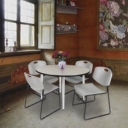 Regency Kahlo Round Table & Chair Sets, 48 W, 48 L, 29 H, Wood, Metal, Polypropylene Top, Maple TPL48RNDPLCM44GY